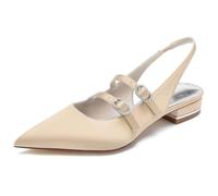 DANOBAB Scarpe Basse da Donna Tacchi Bassi Punta a Punta Cinturino alla Caviglia Scarpe da Corte per Le Donne Feste Matrimonio Ufficio Pompe Scarpe da Sera,Champagne,37