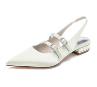 DANOBAB Scarpe Basse da Donna Tacchi Bassi Punta a Punta Cinturino alla Caviglia Scarpe da Corte per Le Donne Feste Matrimonio Ufficio Pompe Scarpe da Sera,Avorio,42