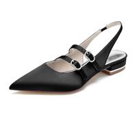 DANOBAB Scarpe Basse da Donna Tacchi Bassi Punta a Punta Cinturino alla Caviglia Scarpe da Corte per Le Donne Feste Matrimonio Ufficio Pompe Scarpe da Sera,Nero,38