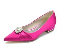 DANOBAB Scarpe da Cerimonia Donna - Eleganti Scarpe Basse con Tacco Basso, Punta a Spillo Slip-On, Comode e Raffinate, Ideali per Abiti da Sposa e da Sera,Rose Red,37