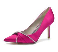 DANOBAB Scarpe da Donna per Cerimonia Nuziale Tacco Alto e Kitten Heel, Tacco Basso, Punta Chiusa, Slip-on, Punta affilata, Scarpe da Festa,Rose Red,36