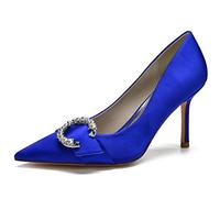 DANOBAB Scarpe di Corte da Donna Slip on Tacco Alto Basso Scarpe Tacco Gattino Ladies Comfort Plus Large Size Matrimonio Sera Partito Scarpe da Lavoro,Royal Blue,40