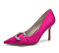 DANOBAB Scarpe di Corte da Donna Slip on Tacco Alto Basso Scarpe Tacco Gattino Ladies Comfort Plus Large Size Matrimonio Sera Partito Scarpe da Lavoro,Rose Red,37