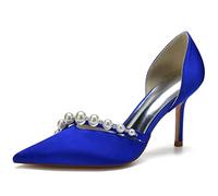 DANOBAB Tacchi Alti da Donna Perle a Punta Décolleté con Tacco Sandali Tacchi a Spillo Festa Serale Sposa Matrimonio Scarpe Eleganti Senza Schienale,Royal Blue,42