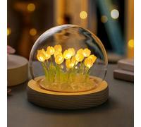 Danolt Forever Tulipani - Lampada romantica a forma di tulipano giallo, per ragazze e donne, graziosa decorazione per la stanza