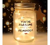 Danolt Mason Jar - Luce notturna con slogan ispiratore Sometimes You Forget You're Awesome, regalo perfetto per mamme, amici, familiari e colleghi