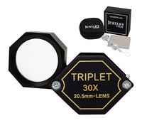 DANOPLUS 30x Ingrandimento Gioielliere Loupe Acromatico Tripletta Lente 20,5mm Ottico Bicchiere Esagonale Design Nero Gemma Gioielli Tasca Ingrandimento Strumento