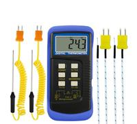 DANOPLUS Alta Precisione Digitale Tipo K Termocoppia Termometro (-50~1300°C) con Doppio Canale 4 Sonde (Cablata & Acciaio Inossidabile) Palmare Alta Temperatura Scala Kelvin Metro Tester