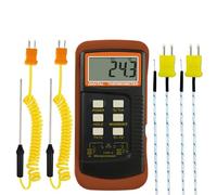 DANOPLUS Alta Precisione Digitale Tipo K Termocoppia Termometro (-50~1300°C) con Doppio Canale 4 Sonde (Cablata & Acciaio Inossidabile) Palmare Alta Temperatura Scala Kelvin Metro Tester