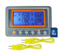 DANOPLUS Termometro digitale a 4 canali K-Type con funzione di registrazione dati scheda SD, allarme limite alto/basso programmabile, registratore di temperatura con sensore di temperatura multicanale