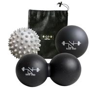 DanRaw Pro Set di 3 palline massaggianti per yoga, con punte, lisce e per terapia delle arachidi, con borsa per il trasporto, rilascio profondo dei punti di innesco dei tessuti per il recupero