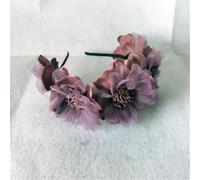 DANRENPANG Ghirlanda da sposa in tinta unita, in rete, fascia per capelli arricciata con fiore e fiore, accessorio per capelli (viola, 18 cm + 7 cm)