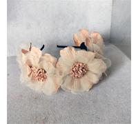 DANRENPANG Ghirlanda di simulazione in tinta unita, fascia da sposa in rete per ragazze con fiore arricciato e fiore fascia per capelli accessori per capelli (colore champagne, 18 cm + 7 cm)