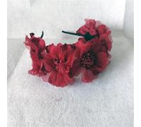 DANRENPANG Ghirlanda di simulazione in tinta unita, fascia da sposa in rete per ragazze con fiore arricciato, fascia per capelli da performance (rosso, 18 cm + 7 cm)