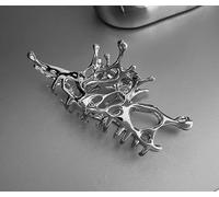 DANRENPENG - Mollette per capelli geometriche, grandi, in metallo, colore argento, alla moda coreana, a forma di squalo, accessori per capelli per ragazze (argento)