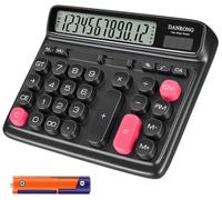 DANRONG Calcolatrice da tavolo a 12 cifre con display LCD extra large | Batteria solare (inclusa) alimentata, tasti del computer, calcolatrici da ufficio per scrivania, contabilità, lavoro, scuola