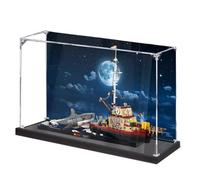 DANRUN Espositore in acrilico compatibile con Lego 21350 Jaws modello Orca, protezione, antipolvere, trasparente, vetrina personalizzata con sfondo atmosferico