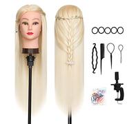 DanseeMeibr Testa per allenamento, 66-71 cm, 100% fibra sintetica, testa di manichino per cosmetologia, con morsetto per intrecciare e acconciare (biondo)