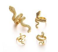 Danshinbow 4 Pz Serpente Anelli Set Aperto Serpente Stacking Anelli Gotico Animale Band Anelli Vintage Regolabile Knuckle Anello Set Gioielli per le Donne Ragazze (Oro)