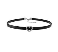 Danshinbow Black Heart Choker Collana Gothic Halloween Party Scava Out Collane Tasselli Bead Clavicle Collane per le donne e le ragazze (Argento)
