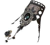 Danshinbow Black Waterdrop Bead Lace Collana Braccialetto Orecchini Gothic Halloween Party Hollow Out Braccialetti per le donne e le ragazze (D)