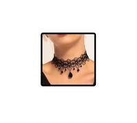 Danshinbow Black Waterdrop Bead Lace Collana Braccialetto Orecchini Gothic Halloween Party Hollow Out Braccialetti per le donne e le ragazze (F)