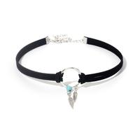 Danshinbow Geometric Circle Choker Collana Foglia Turchese Tasselli Bead Flocking Tessuto Clavicle Collane per le Donne e Ragazze (Nero)