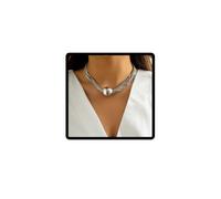 Danshinbow Geometric Round Sfera Choker Collana Catena Spessore Collane Punk Gioielli Regolabili per le Donne e Ragazze (Argento)
