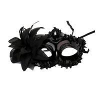 Danshinbow Maschere in maschera con piume lucide paillettes per viso glitter cosmetici pizzo maschera veneziana festa carnevale Halloween costume per uomo donna (nero)