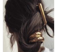 Danshinbow Metal Hair Ponytail Holders Metal Geometric Elastic Shaped Hair Cravatte Capelli Cuff Wrap Corda per le Donne (B-Oro)