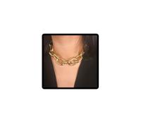 Danshinbow Punk Geometrico Single Layer Collana Choker Chunky Square Chain Link Collana Hip Hop Gioielli Regolabili per le Donne e le Ragazze (Oro-A)
