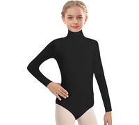 DANSHOW Body da danza classica per ragazze, a maniche lunghe, nero, body da ginnastica, Nero-manica lunga, 4-6