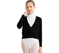 DANSHOW Magliette Avvolgenti da Balletto per Ragazze, Cardigan da Danza per Bambini, Maglione da Ballo Interno in Velluto, 7-8 Anni