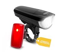 DANSI Set di luci LED per bicicletta con 30/15 Lux - Illuminazione per bicicletta a batteria con durata fino a 13 ore - Lampada da bicicletta omologata StVZO senza attrezzi montabile e resistente agli