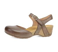 Dansko Tiffani Sandalo con zeppa da donna - Plantare imbottito e sagomato per comfort e supporto tutto il giorno - Cinturino in con fibbia - Suola in gomma leggera, Marrone, 6.5-7