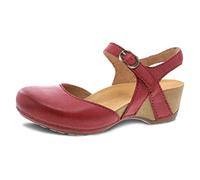 Dansko Tiffani Sandalo con zeppa da donna, plantare imbottito e sagomato per comfort e supporto tutto il giorno, cinturino con gancio e anello con dettaglio con fibbia, suola in gomma leggera, Rosso,