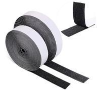 Dantolo 2 Pezzi 10M Nastro Adesivo Forte, Nastro Biadesivo per Tessuti Hook Loop Autoadesivo Extra Forte Adesivo Rotolo di Chiusura per Portafoto Zanzariere Tende Lavori Fatti a Mano e DIY - Nero