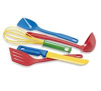Dantoy Plastic Kitchen Utensils, 5 Piece Set Pretend Play for Kids, Made in Denmark - Multi Colour