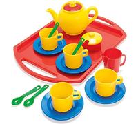Dantoy Servizio da tè su Vassoio - Giochi di Finzione Set da Tè per bambini - Gioco di Ruolo - 18 pezzi Giochi di Imitazione - Accessori Cucina - Giochi Spiaggia - Giochi Bambini 3 Anni - Multicolore