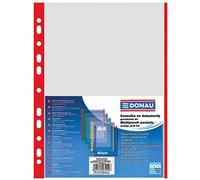 DANUBIO 1774100pl di 04 Buste Trasparenti, PP, A4, ruvida, 40μm, orlo rosso, 10