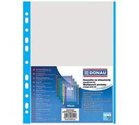 DANUBIO 1774100pl di 10 Buste Trasparenti, PP, A4, ruvida, 40μm, bordo BLU, 100