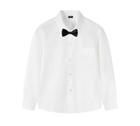 DANUOKU Camicia da smoking a maniche lunghe con bottoni, per bambini dai 5 ai 12 anni, bianco, 10-11 Anni