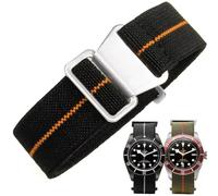 Danxancy Cinturino di ricambio in tessuto elastico in nylon impermeabile, regolabile, militare, per uomini e donne, fibbia argento e nera, 18/20/22 mm