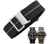 Danxancy Cinturino per Orologio in Nylon Elastico di Ricambio Militare Cinturino a Strappo Paracadute Marina Nazionale per Uomo Donna Fibbia Nero/Argento 18/20/22mm