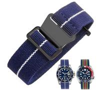 Danxancy French Troops - Cinturino per orologio da paracadutista, in nylon elastico militare, con gancio, per uomini e donne, fibbia nera e argento, 18/20/22 mm