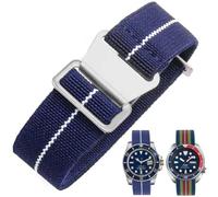 Danxancy French Troops - Cinturino per orologio da paracadutista, in nylon elastico militare, con gancio, per uomini e donne, fibbia nera e argento, 18/20/22 mm