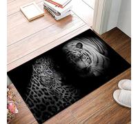 danxceh Tappetini da Bagno Tappetino da Doccia Assorbente Antiscivolo Lavabile,Tappeto da Bagno con Supporto in Gomma per,Leopardo contro tigre. Ritratti di due grandi felini selvatici su sf,40x60cm