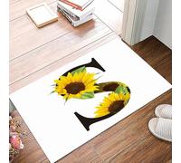 danxceh Tappetini da Bagno Tappetino da Doccia Assorbente Antiscivolo Lavabile,Tappeto da Bagno con Supporto in Gomma per,Lettera S sta da bellissimi girasoli su sfondo bianco,40x60cm