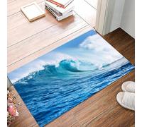 danxceh Tappetini da Bagno Tappetino da Doccia Assorbente Antiscivolo Lavabile,Tappeto da Bagno con Supporto in Gomma per,Grande potente onda oceanica,40x60cm