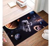 danxceh Tappetini da Bagno Tappetino da Doccia Assorbente Antiscivolo Lavabile,Tappeto da Bagno con Supporto in Gomma per,Astronauta nello spazio sullo sfondo del pianeta Terra,40x60cm